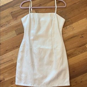gold and white mini dress
